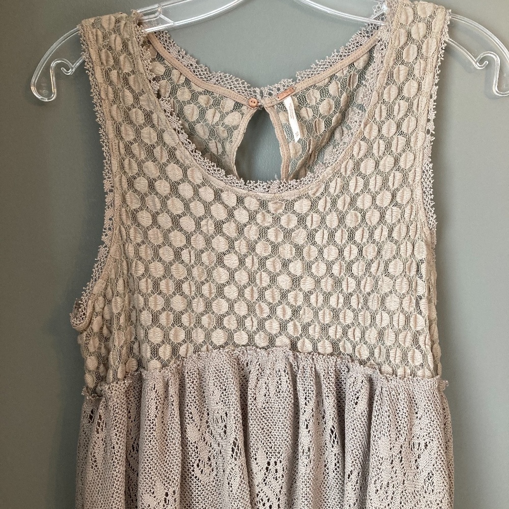 Free People Olive Green Lace Tank Top